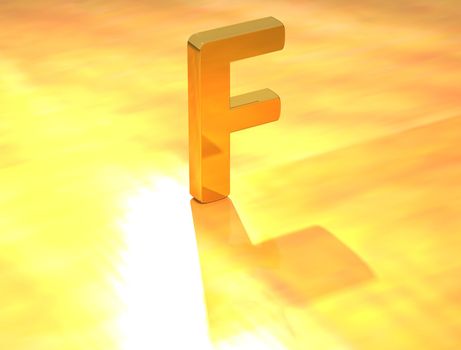 3D Gold Letter  font on yellow background