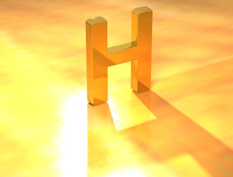 3D Gold Letter  font on yellow background