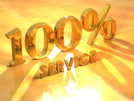 3D 100 % Service on yellow background