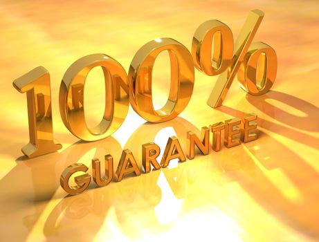 3D 100 % Guarantee on yellow background