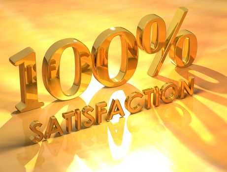 3D 100% Satisfaction on yellow background