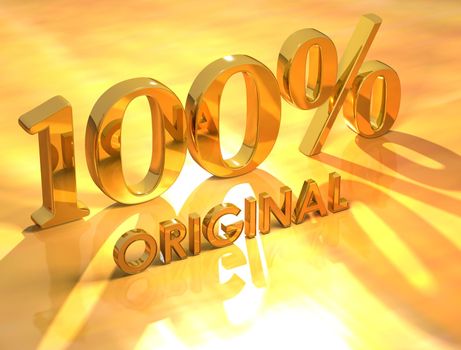 3D 100% Original on yellow background