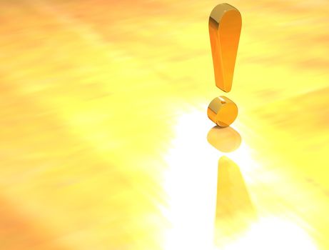 3D Exclamation mark on yellow background