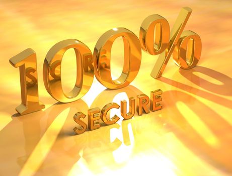 3D 100 % Secure on yellow background