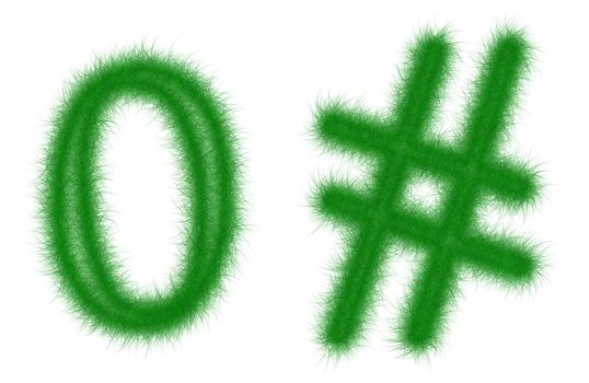 Green grass font isolated on white background