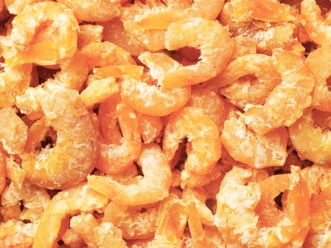 close up of a heap of dried shrimps