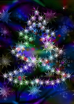 Abstract celebratory winter illustration on a dark background