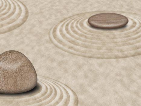 Zen Stones on Sand Garden Circles 2 Illustration