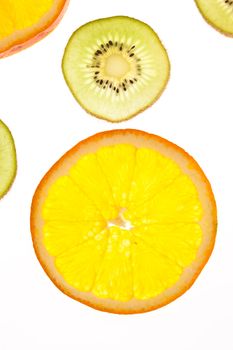 food series: ripe sliced orange and kiwi