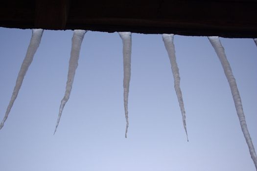 icicles relating to the blue sky