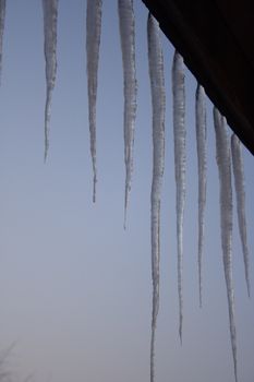 icicles relating to the blue sky