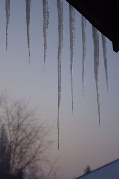 icicles relating to the blue sky