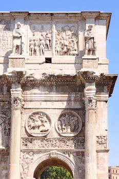 details of Arco de Constantino in Rome, Italy