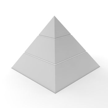 layered pyramid chart template with three levels in light grey