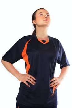 The young and beautiful girl in the football form