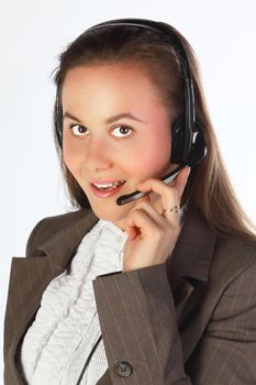 The young and beautiful girl from a support service of clients