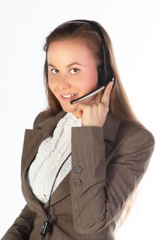 The young and beautiful girl from a support service of clients