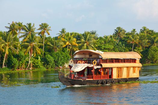 Houseboat on Kerala backwaters. Kerala, India