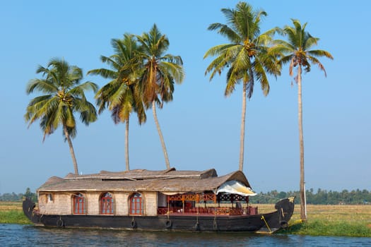 Houseboat on Kerala backwaters. Kerala, India