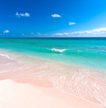 Beautiful beach and  waves of Caribean Sea