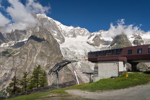 summer view of  Mont Blanc massif from Mont Chetif, Courmayeur, Italy
