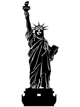 Statue of Liberty Black and White Isolated Illustration