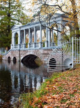 Marble Bridge in Tsarskoye Selo (Pushkin) St. Petersburg Russia.