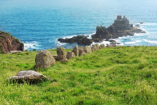 Beautiful summer coastal landscape in Land's End, UK 
