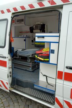 ambulance car detail interior photo, open door