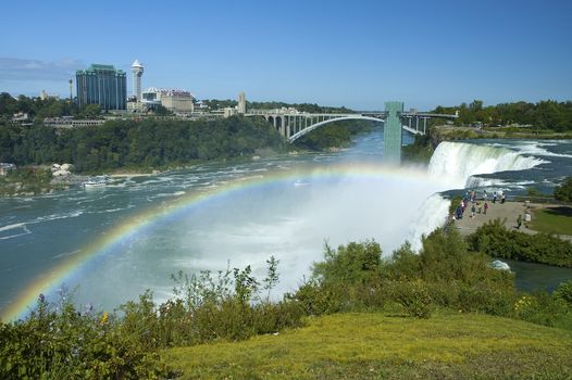 rainbow at niagara waterfalls, American falls and Bridal Veil