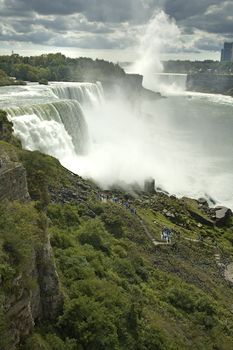 Niagara falls: American falls in foreground, Horseshoe waterfall in background