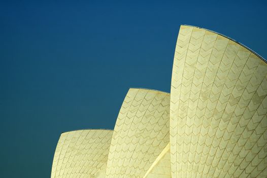 Opera House detail photo, clear blue sky