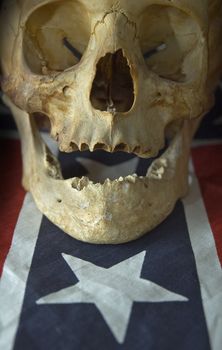 real skull detail on Flag of the Confederate States of America. star detail.