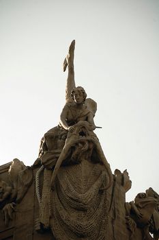 Chimera on the roof of house in city Kyiv. Ukraine.