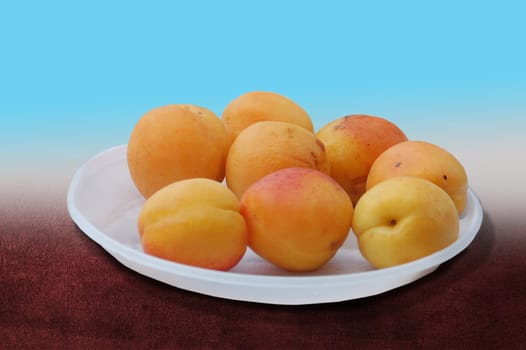 a dish with fresh and sweet apricots