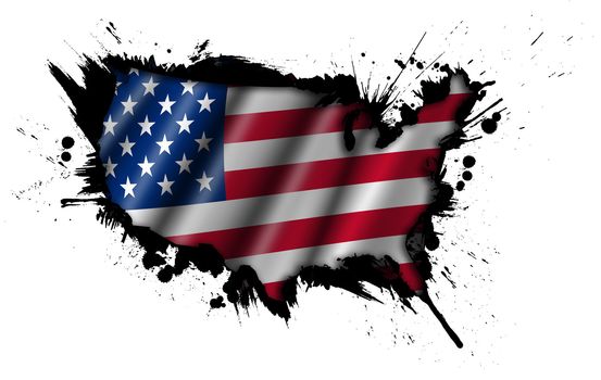 Grunge Map of USA with American Flag Illustration