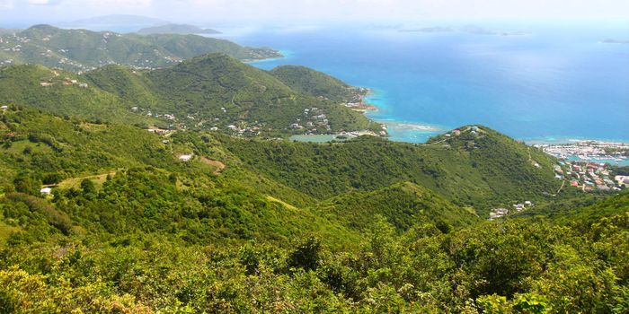 Beautiful landscape of Tortola from Sage Mountain National Park - British Virgin Islands.