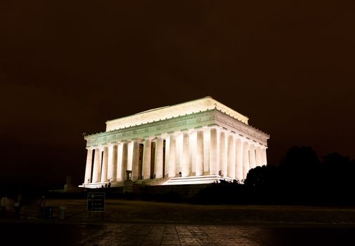The Lincoln memorial in Washington DC USA at night
