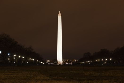Washington Memorial at Night in Washington DC
