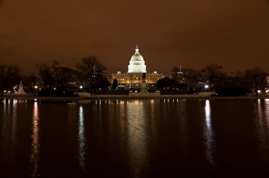 United States Capitol Building at night in Washington DC