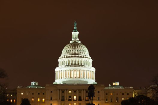 United States Capitol Building at night in Washington DC