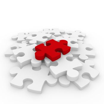 3d puzzle red white success connection piece business