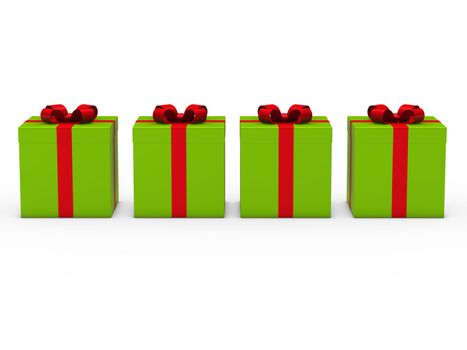 3d gift box series green red ribbon
