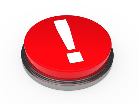 3d red button exclamation mark white