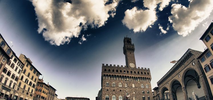 Architectural detail of Piazza della Signoria in Florence, Italy