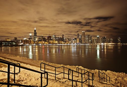 Chicago Downtown City  Night Photography