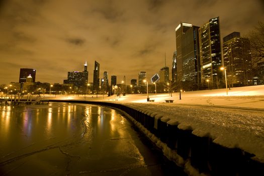 Chicago Downtown City  Night Photography