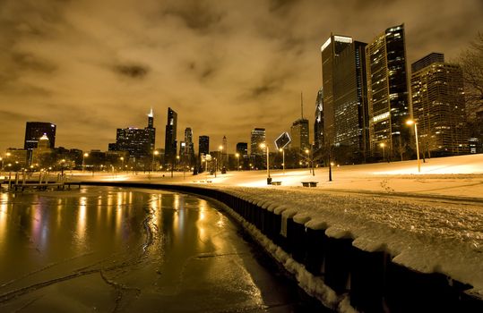 Chicago Downtown City  Night Photography