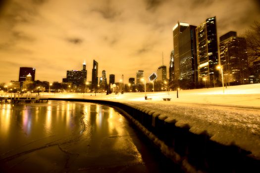 Chicago Downtown City  Night Photography