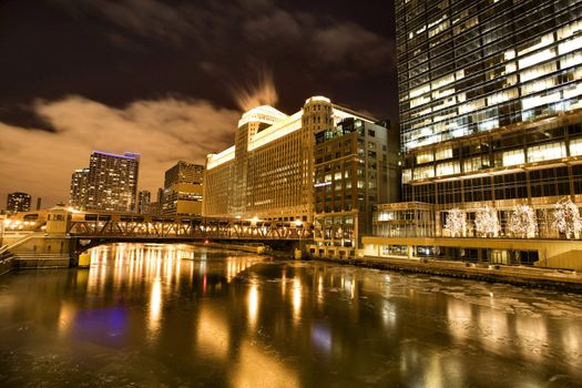 Chicago Downtown City  Night Photography